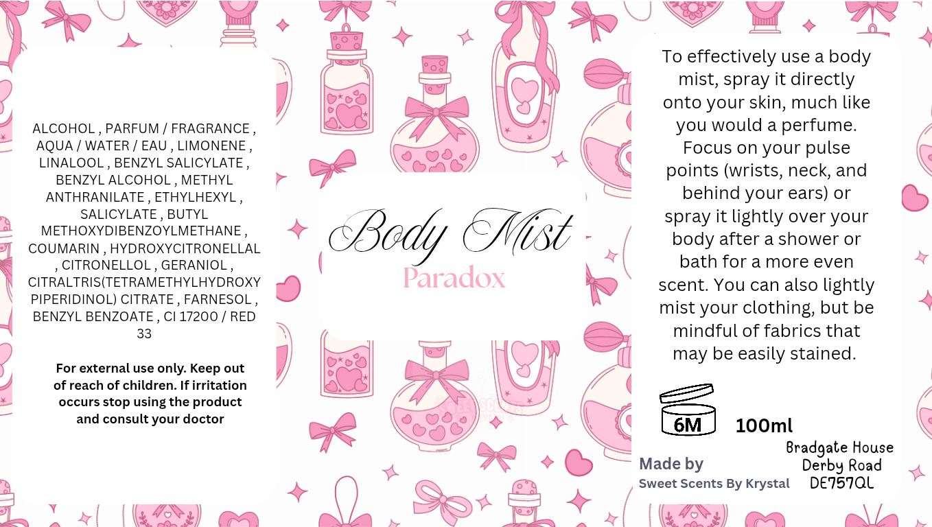 100ml Body Mists