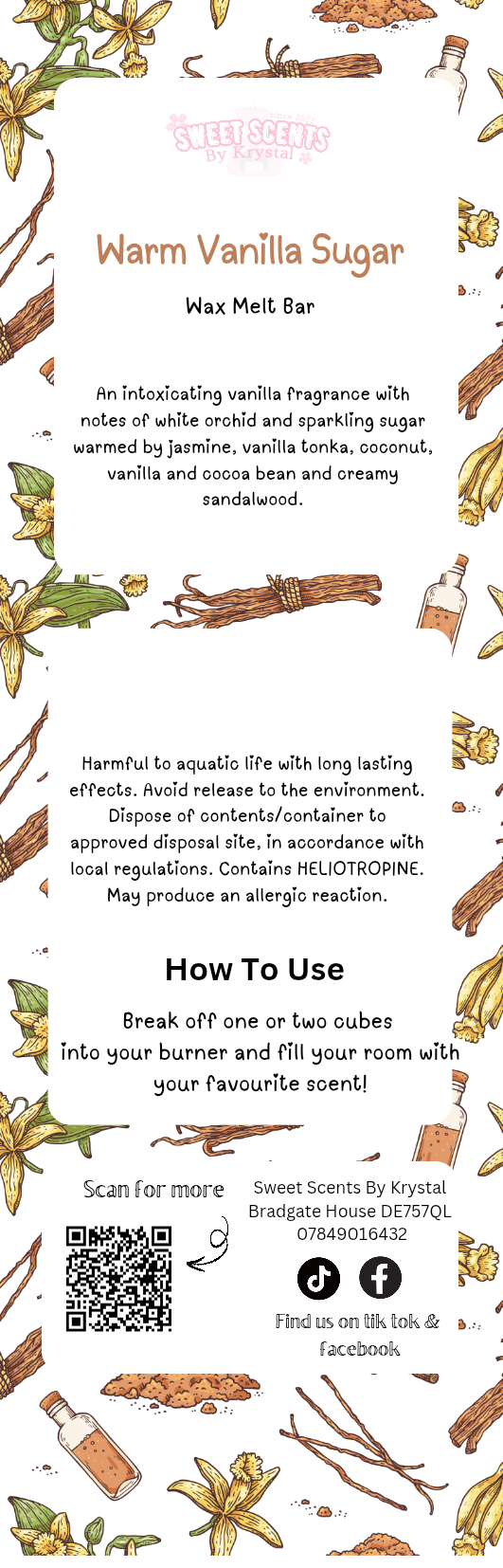 Warm Vanilla Sugar 50g Snap Bar