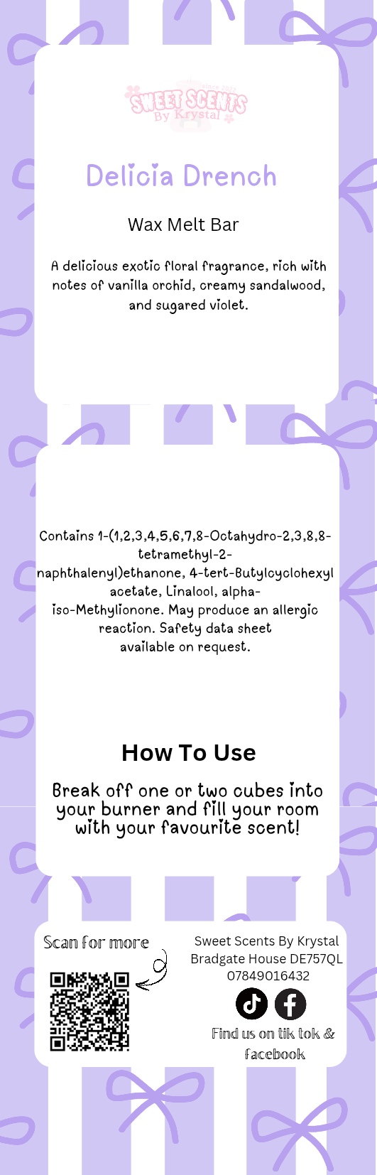 Delicia Drench 50g Wax Melt Bar