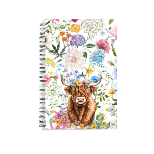 A5 Notebook Spring Highland Cow