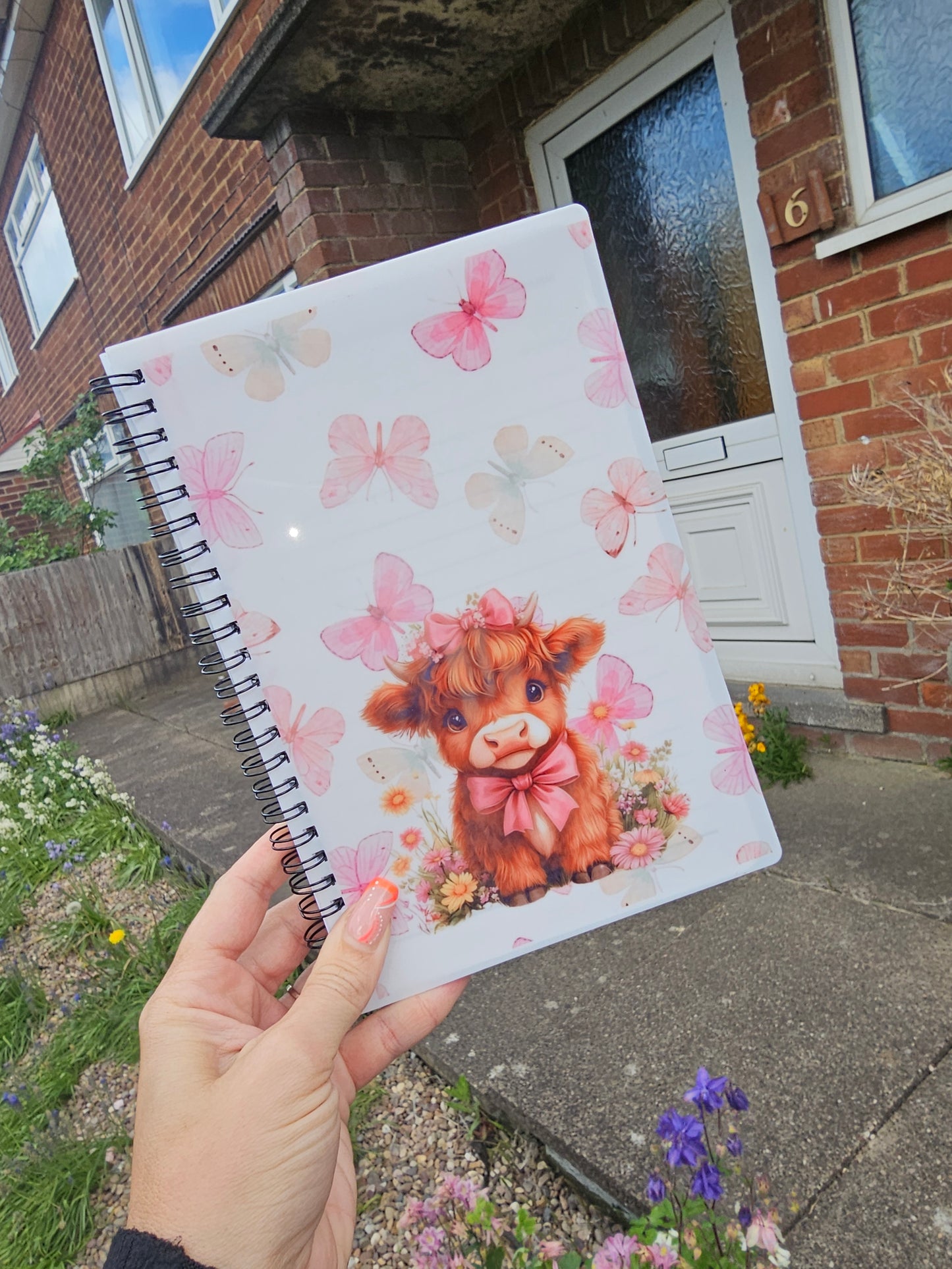A5 Note Book Butterfly Cow Design
