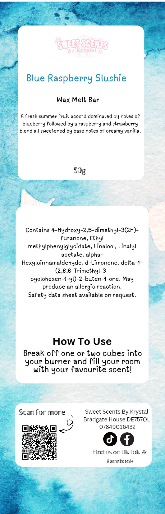 Blue Raspberry Slushie 50g Snap Bar