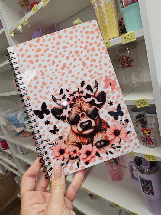 A5 Notebook Lined Paper Spotty Highland Cow