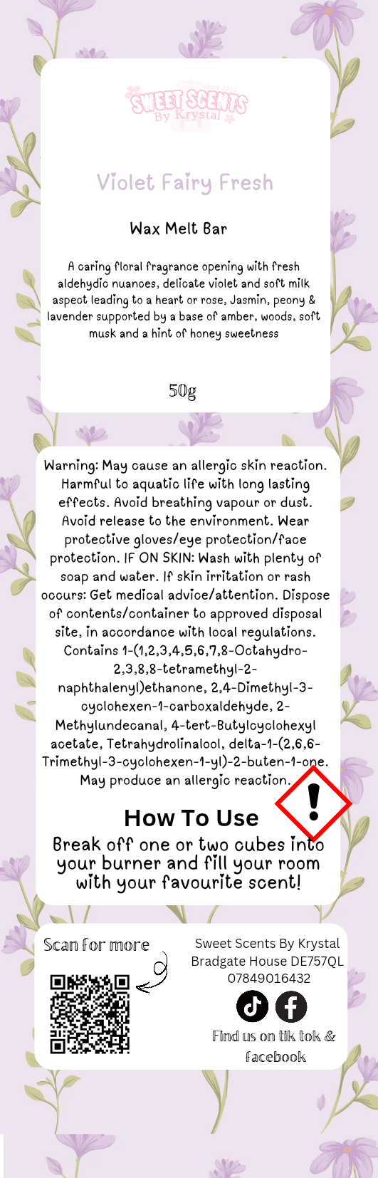 Violet Fairy Fresh 50g Snap Bar