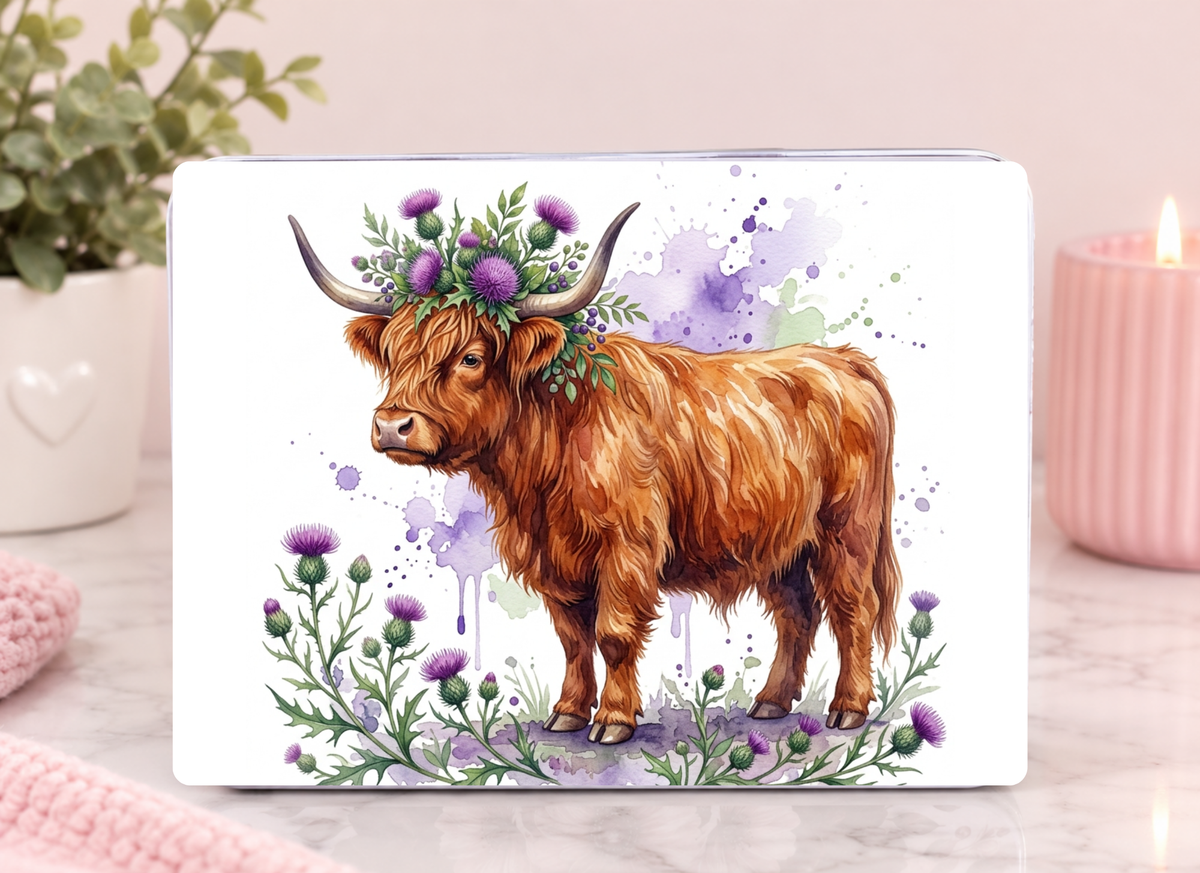 Large Highland Cow Tin & 10 Wax Highland Cow Melts