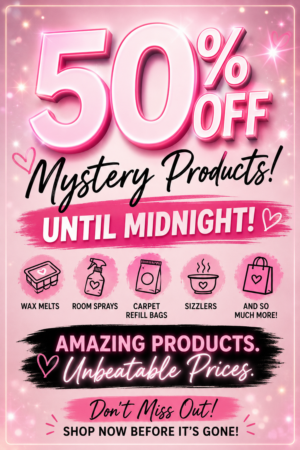 50% off 1 night only
