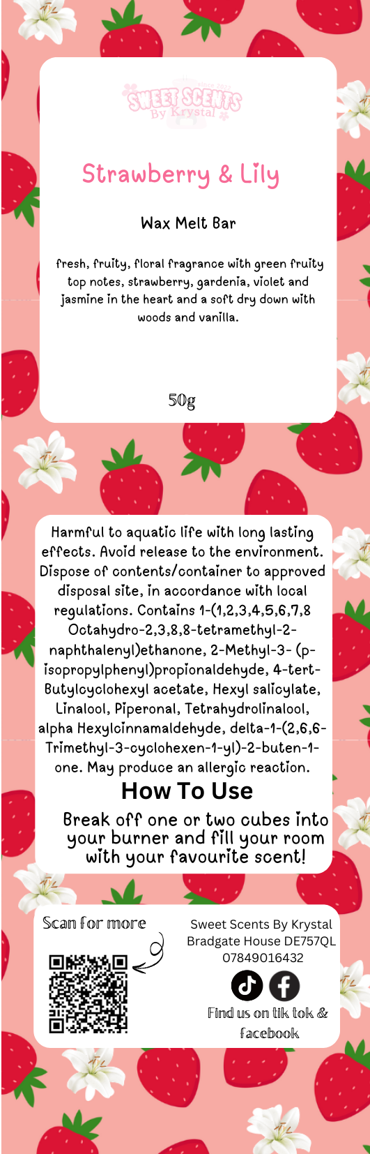 Strawberry & Lily 50g Snap Bar