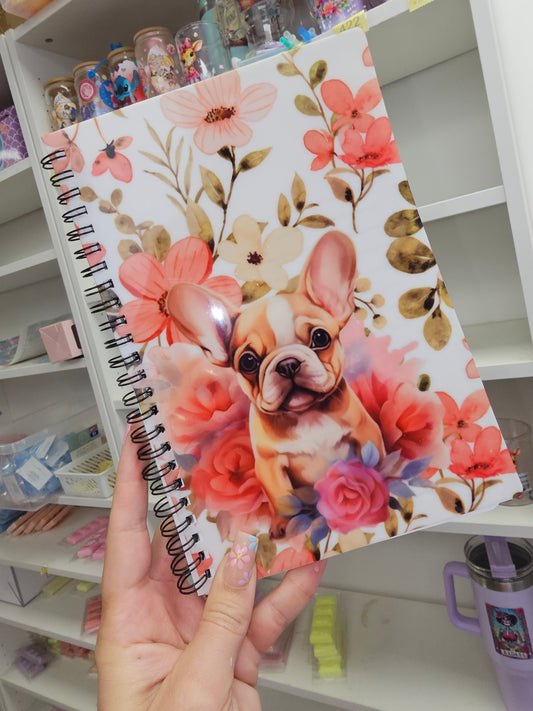 A5 Notebook Lined Paper Frenchie Flower