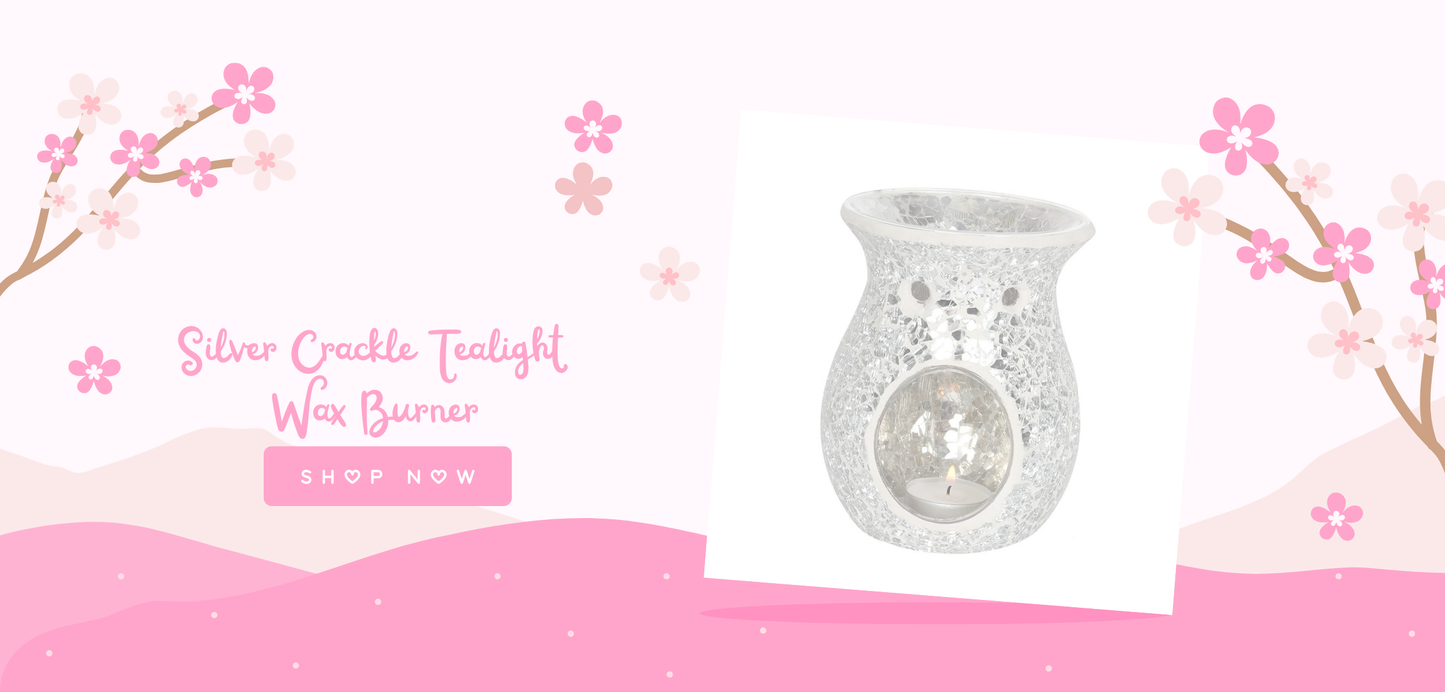 Silver Crackle Tealight Wax Burner