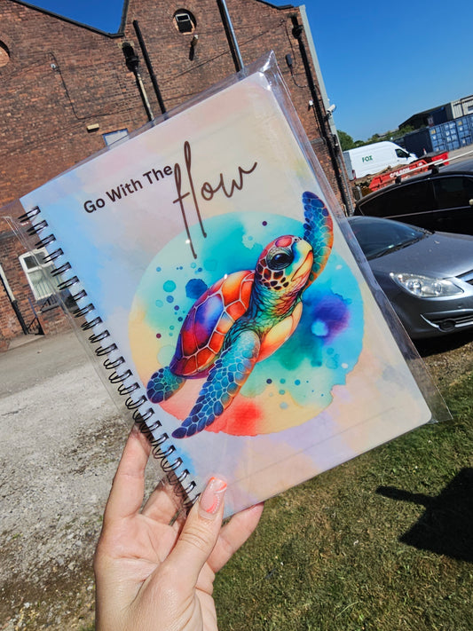 A5 Notebook Lined Paper Go With The Flow Turtle