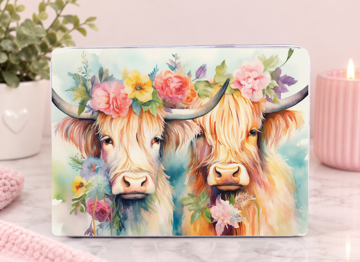 Large Highland Cow Tin & 10 Wax Highland Cow Melts