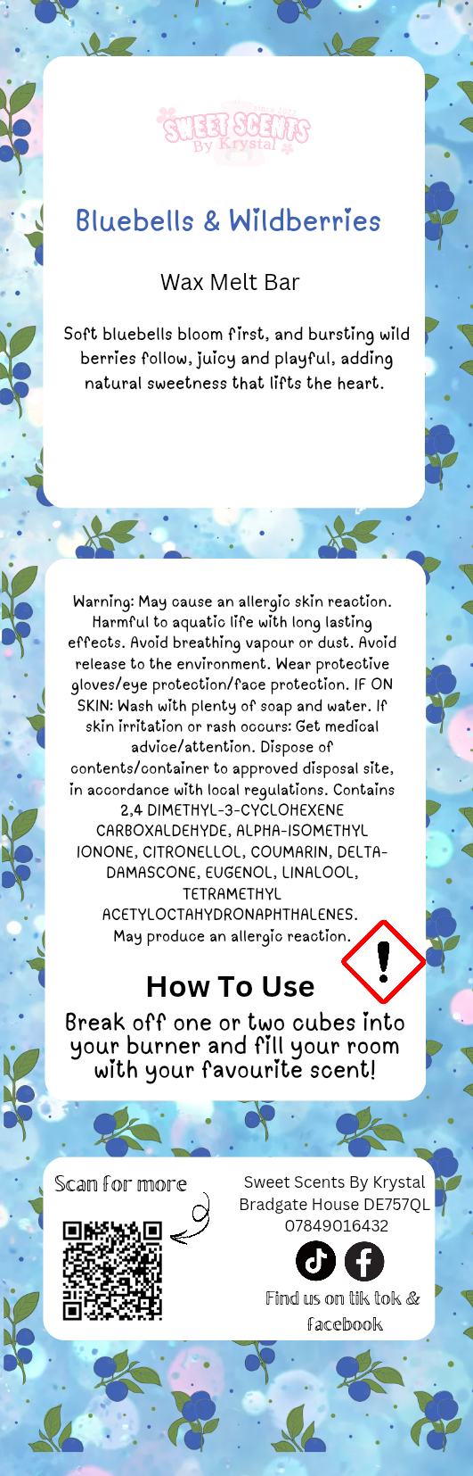 Bluebells & Wild Berries 50g Wax Melt Bar