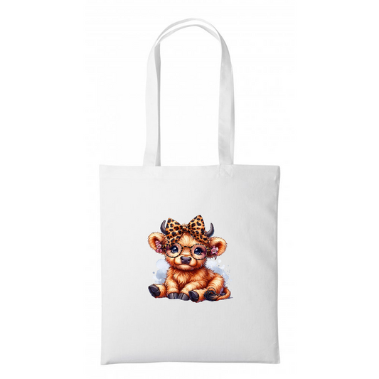 Leopard Bow & Glasses Cow Tote Bag 38 x 42cm