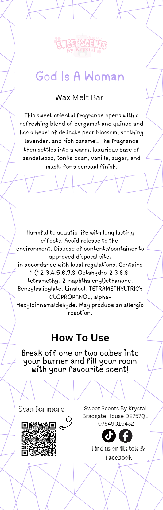 God Is A Woman Wax Melt Bar