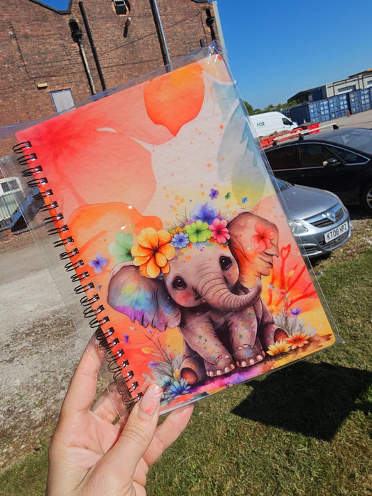 A5 Notebook Watercolour Elephant Design