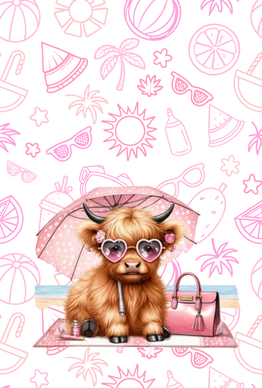 A5 Notebook Beach Highland Cow